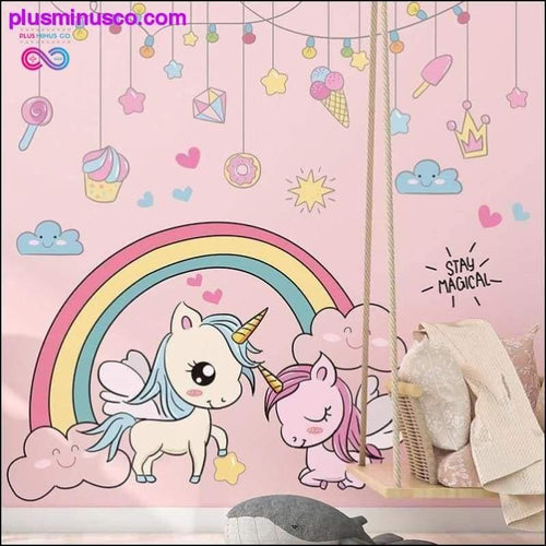 Plus Minus Co Cartoon Horse Animals Wall Stickers DIY Rainbow Hangings