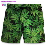 Plus Minus Co Casual Beach Shorts 2017 Fashion Maple Leaf Weeds 3D Print, view 3