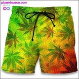 Plus Minus Co Casual Beach Shorts 2017 Fashion Maple Leaf Weeds 3D Print, view 4