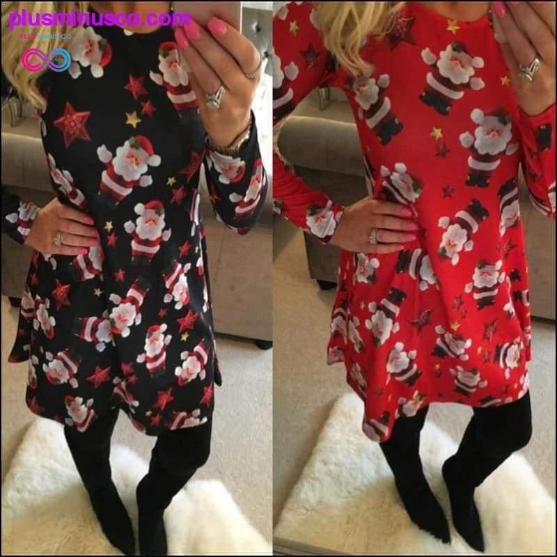 Plus Minus Co Casual Cartoon Print Christmas Dress with Plus Sizes