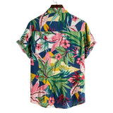 Plus Minus Co Men's Short Sleeve Hawaiian Shirt Tropical Print Casual Button Down Aloha Shirt, view 3