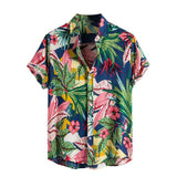 Plus Minus Co Men's Short Sleeve Hawaiian Shirt Tropical Print Casual Button Down Aloha Shirt, view 6