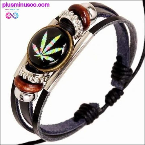 Plus Minus Co Casual Weed Wrap Charm Handmade leather Bracelets