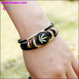 Plus Minus Co Casual Weed Wrap Charm Handmade leather Bracelets, view 3