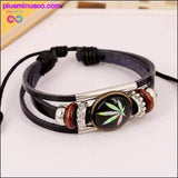 Plus Minus Co Casual Weed Wrap Charm Handmade leather Bracelets, view 4