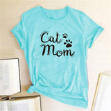 Plus Minus Co Cat Mom Print Funny Women T-shirt Casual Short Sleeve Summer Cut T-shirt Women Clothes Harajuku Tee Shirts Camisetas Mujer Tops, view 2