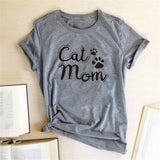 Plus Minus Co Cat Mom Print Funny Women T-shirt Casual Short Sleeve Summer Cut T-shirt Women Clothes Harajuku Tee Shirts Camisetas Mujer Tops, view 3
