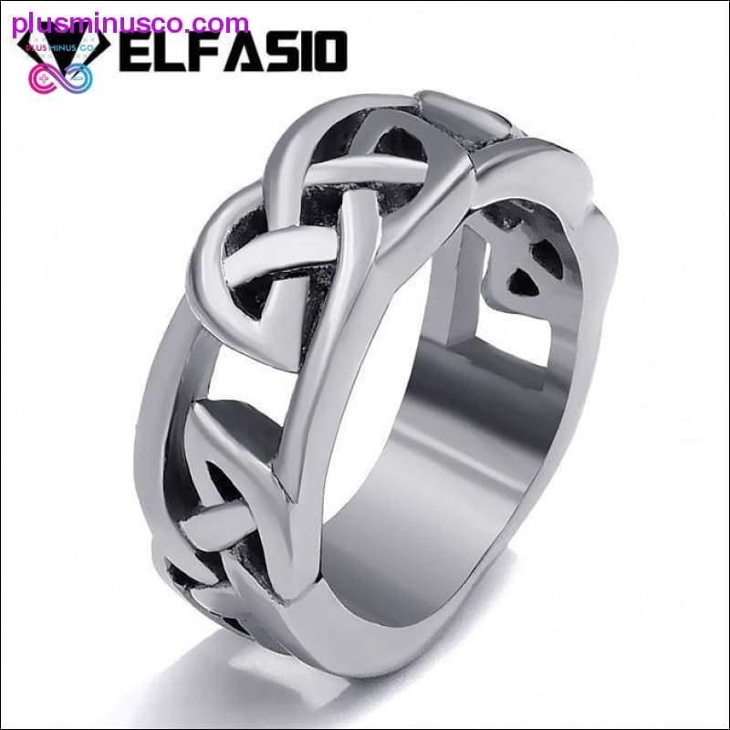 Plus Minus Co Celtic Knot Hollow Stainless Steel Band Ring Fashion Jewelry