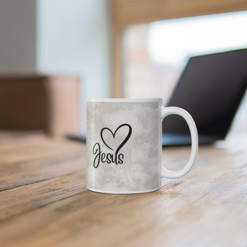 Plus Minus Co Love Jesus Mug, Ceramic Mug 11oz, Cool Coffee Mug, Coffee Mugs,Faith Mugs, Heart Mug, Jesus Mugs, Religious Mug, Spiritual Mug