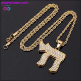 Plus Minus Co CHAI The Jewish Symbol Rhinestone Pendant Gold Plated, view 3