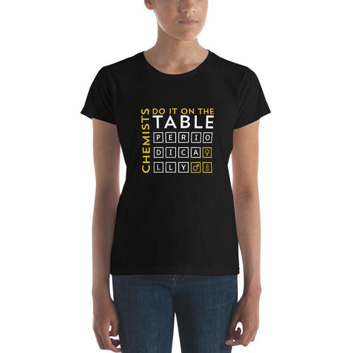 Plus Minus Co Chemist do it on table short sleeve t-shirt at Plusminusco || On Sale Now || Funny Chemistry Shirt, Chemistry Teacher Gift, Tank Top