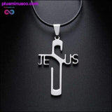 Plus Minus Co Christian Jesus Cross Pendant Necklaces Stainless Steel, view 3