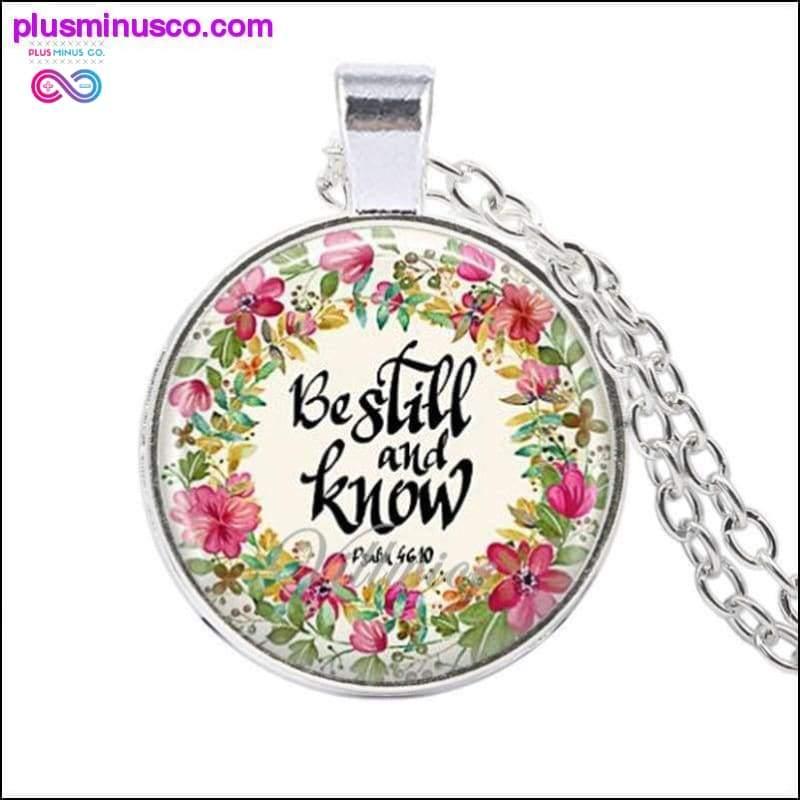 Plus Minus Co Christian Scripture Silver Pendant Necklace | Cross Necklaces for Women | Prayer Necklaces | Christian Necklaces | Religious Necklaces | Inspirational Necklaces | Encouragement Necklaces | Quote Necklaces