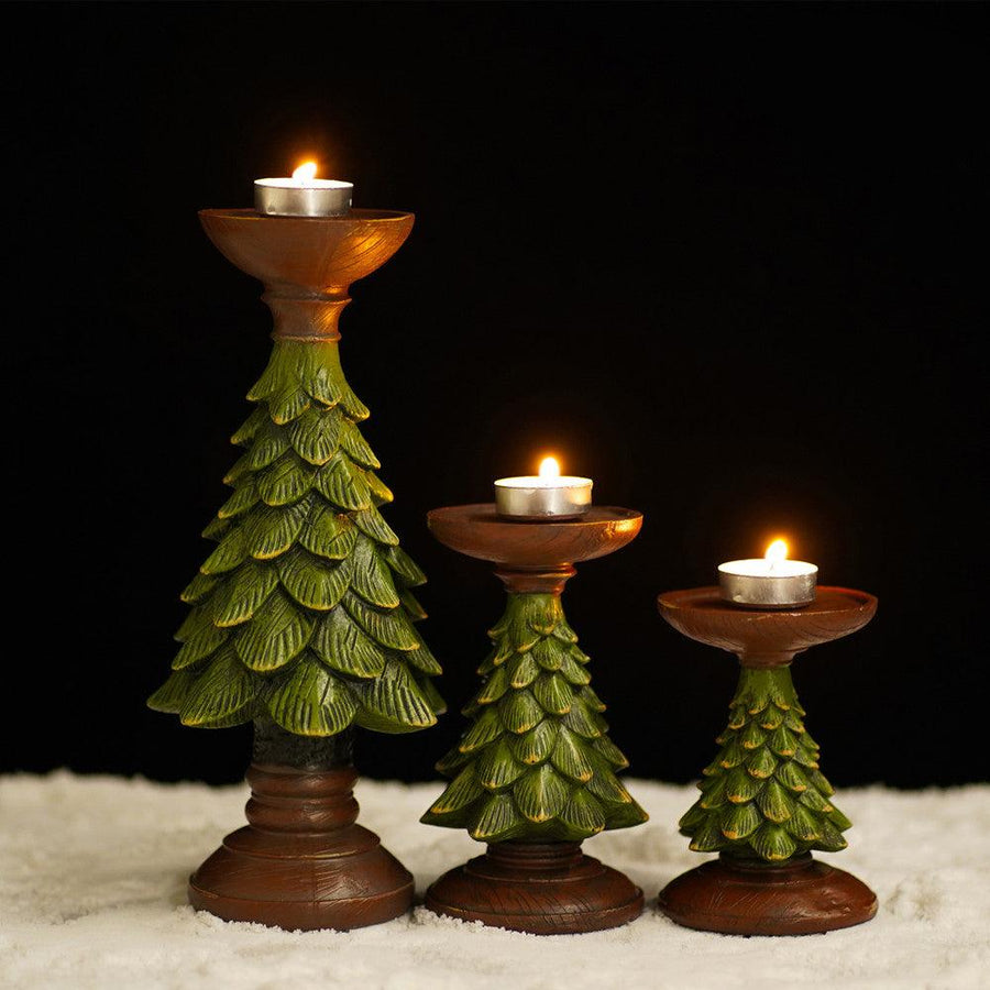 Plus Minus Co Christmas Atmosphere Decoration Decorations Christmas Tree Candle Stand Home Tabletop Room Decoration Resin Crafts