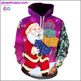Plus Minus Co Christmas Autumn Winter Hoodie with 3D Print Old Man and Elk, view 2