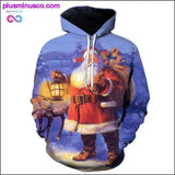 Plus Minus Co Christmas Autumn Winter Hoodie with 3D Print Old Man and Elk, view 5