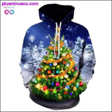 Plus Minus Co Christmas Autumn Winter Hoodie with 3D Print Old Man and Elk, view 6