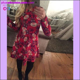 Plus Minus Co Christmas Printed Long Sleeved Loose Casual Dresses with, view 3
