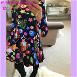Plus Minus Co Christmas Printed Long Sleeved Loose Casual Dresses with, view 4