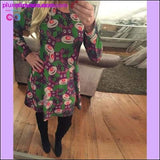 Plus Minus Co Christmas Printed Long Sleeved Loose Casual Dresses with, view 6