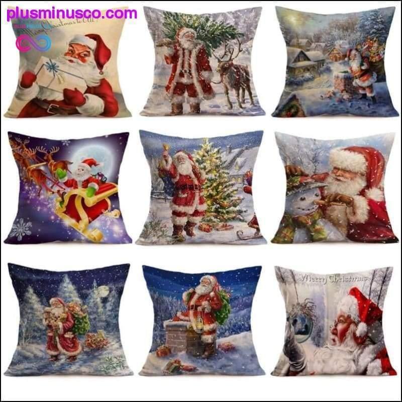 Plus Minus Co Christmas-themed Linen Pillow Cases for Home Decor at
