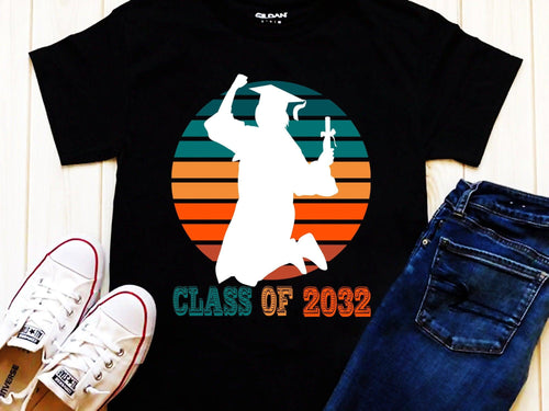 Plus Minus Co Class Of 2032 | Retro Sunset T-Shirts, graduation gift, retro senior shirt, graduation shirt, class of 2032 shirt, senior 2032 shirt