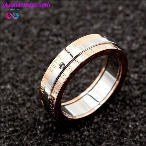 Plus Minus Co Classic Design Rotation Calendar and Date Ring Titanium