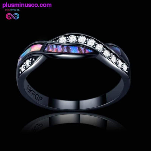 Plus Minus Co Diamond Colorful Fire Opal Ring, Classic stainless steel colorful zircon rings black gold, Unisex ring
