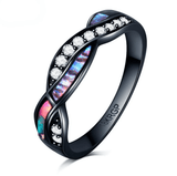 Plus Minus Co Diamond Colorful Fire Opal Ring, Classic stainless steel colorful zircon rings black gold, Unisex ring, view 3