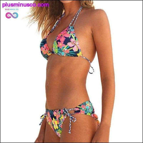 Plus Minus Co Color Flower Leaf Swim Bikini Two Piece Colorful Hanging