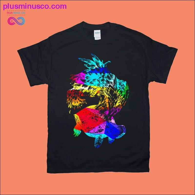 Plus Minus Co Colorful Turtle Abstract Art T-Shirts