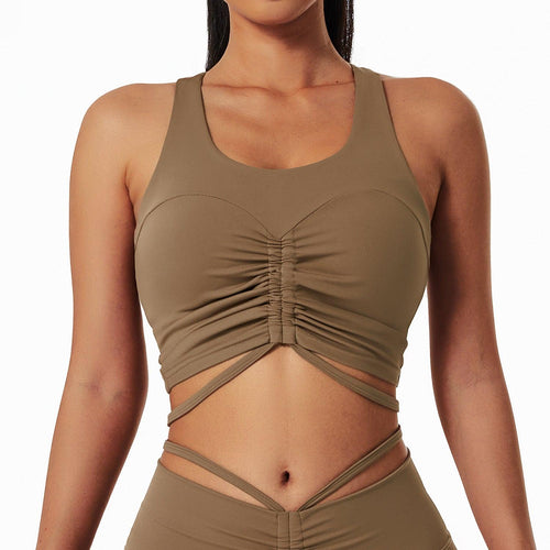 Plus Minus Co Comfortable Bra Sexy Yoga I-Shaped Vest Drawstring
