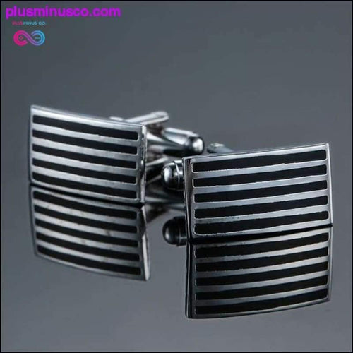 Plus Minus Co Copper quality enamel square stripes gold silver black