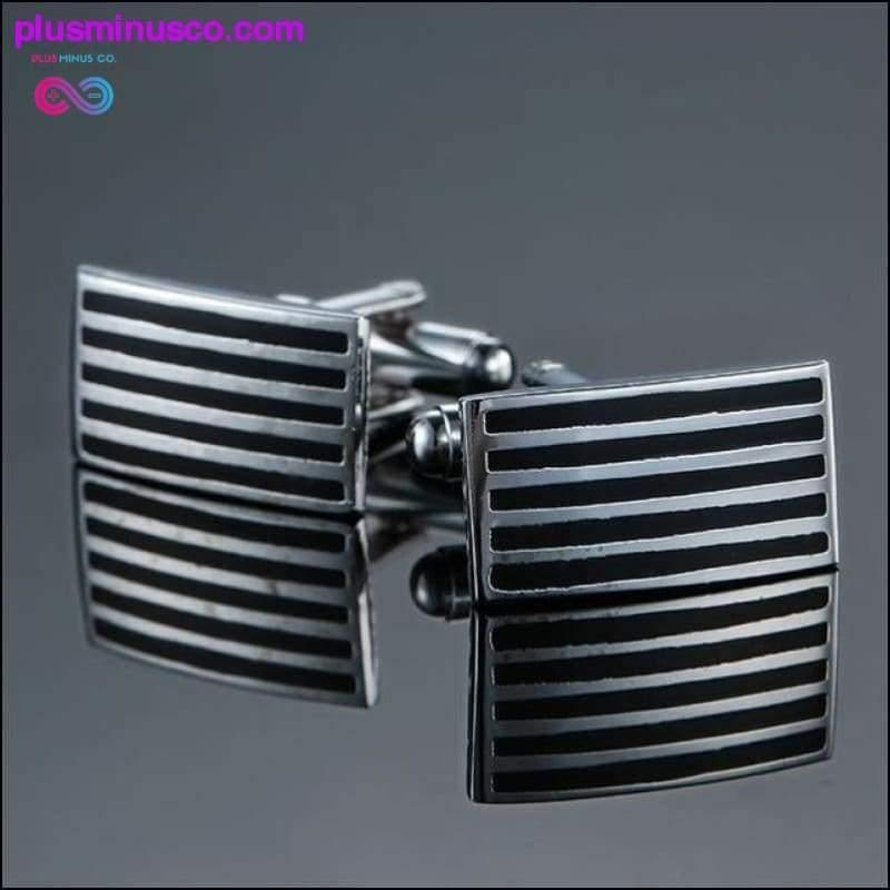 Plus Minus Co Copper quality enamel square stripes gold silver black