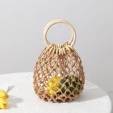 Plus Minus Co Cotton Thread Fashion Minimalist Hollow Mori Girl Woven Tote, view 3