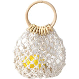 Plus Minus Co Cotton Thread Fashion Minimalist Hollow Mori Girl Woven Tote, view 6