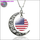 Plus Minus Co Country Flag Crescent Moon Necklace Women Fashion Glass Dome, view 2