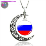 Plus Minus Co Country Flag Crescent Moon Necklace Women Fashion Glass Dome, view 6
