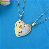 Plus Minus Co Couple heart necklace Cute Cartoon cat Pendant Necklace, view 2