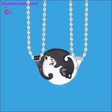 Plus Minus Co Couple heart necklace Cute Cartoon cat Pendant Necklace, view 3