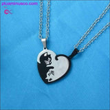 Plus Minus Co Couple heart necklace Cute Cartoon cat Pendant Necklace, view 4
