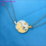 Plus Minus Co Couple heart necklace Cute Cartoon cat Pendant Necklace, view 5