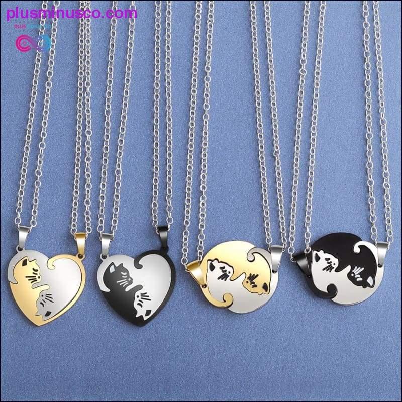 Plus Minus Co The Purrfect Pendant Necklace , Couple heart necklace Cute