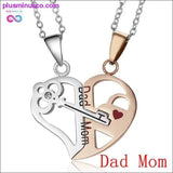 Plus Minus Co Couple Necklace Heart 2 pcs Key Locket Dad Mom Love you, view 4