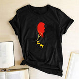 Plus Minus Co Couple Tshirt Men and Women Lovers Key Print Short Sleeve Sweet  Graphic  Tees Tops Casual Streetwear, view 2