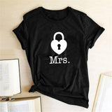 Plus Minus Co Couple Tshirt Men and Women Lovers Key Print Short Sleeve Sweet  Graphic  Tees Tops Casual Streetwear, view 4