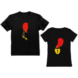 Plus Minus Co Couple Tshirt Men and Women Lovers Key Print Short Sleeve Sweet  Graphic  Tees Tops Casual Streetwear, view 5