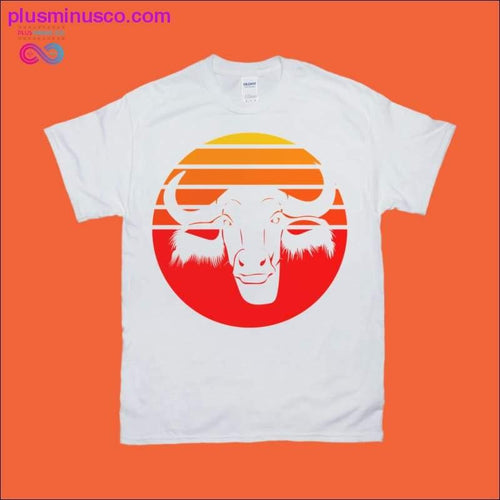 Plus Minus Co Cow with Horns | Retro Sunset T-Shirts