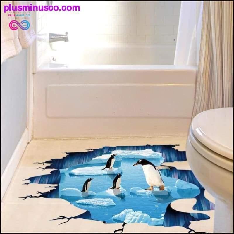 Plus Minus Co Creative 3D Floor Sticker Sea Ice Penguin Home Decor Sticker