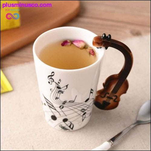 Plus Minus Co Creative Music Violin & Guitar Ceramic Mugs Novelty Gifts
